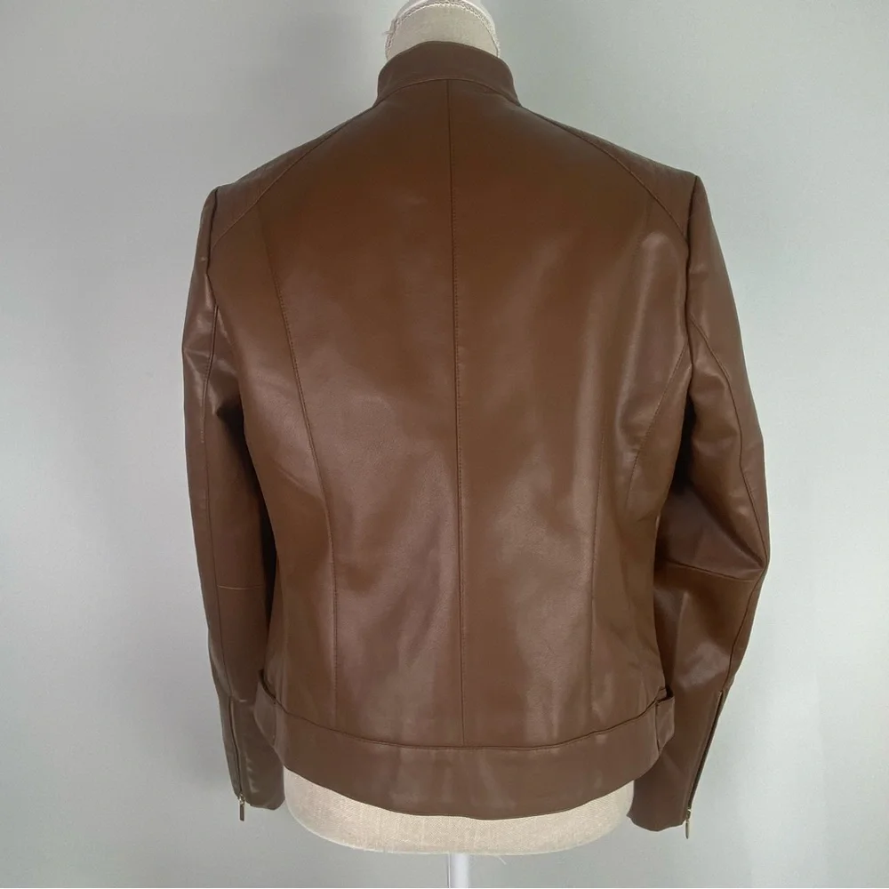 NWT Cole Haan Signature Fitted Racer Moto Jacket, Large, Hazel - Picture 8 of 16